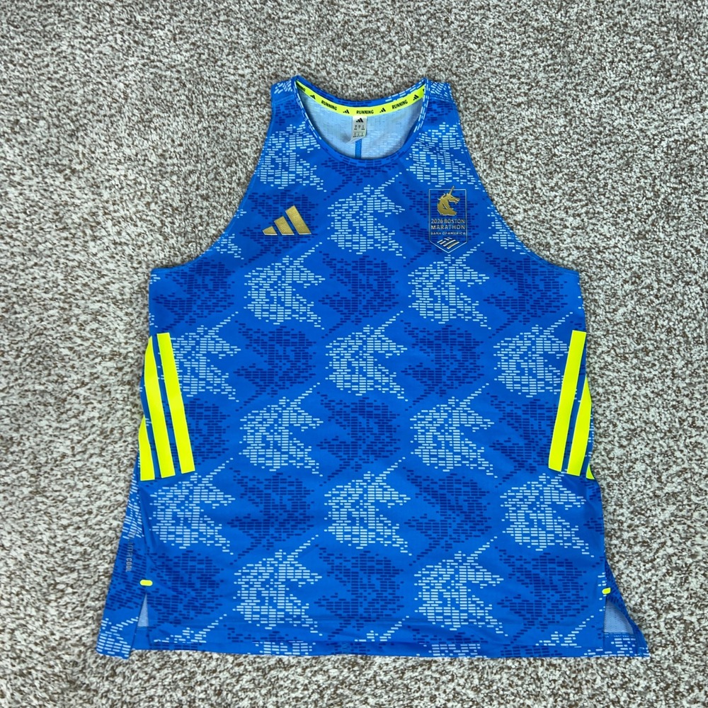 Adidas Tank Top Womens Small Blue 2026 Boston Marathon Running Aeroready Singlet